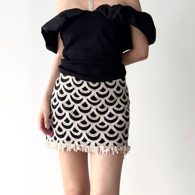 Fan embroidery tassel skirt
