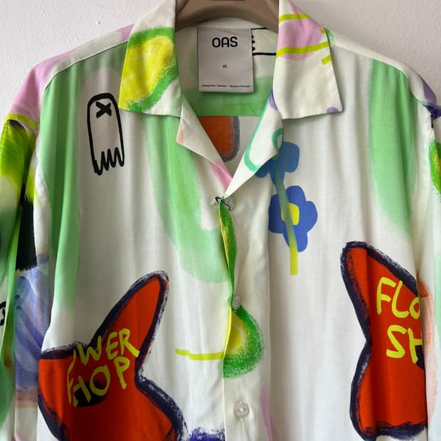 오아스 OAS 남성 스웨덴셔츠 플라워샵 비스코스 반팔셔츠