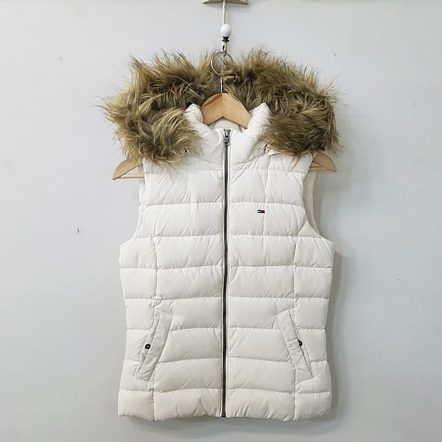 HILFIGER DENIM 다운 패딩 조끼 화이트