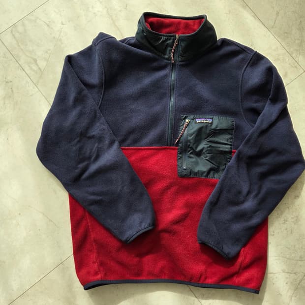 M 파타고니아 마이크로디니 22s 하프 집 플리스 왁스레드