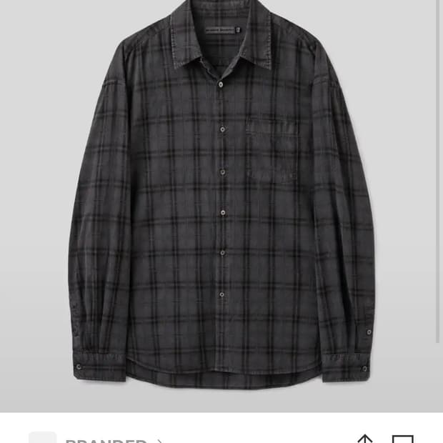 [M] 브랜디드 올데이 체크 셔츠 다이드 차콜