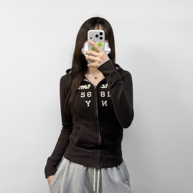 아베크롬비 스펠 로고 후드집업 초코브라운