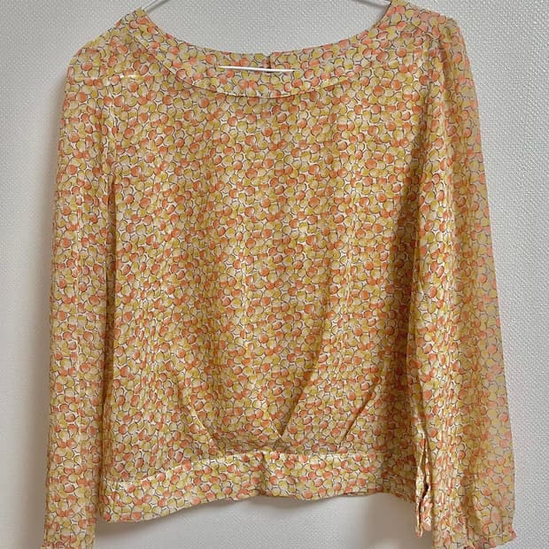 빈티지 땡땡이 물방울 쉬폰 블라우스