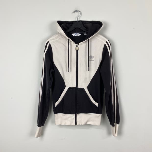 아디다스 흰검 삼선 올드스쿨 후드집업 S
