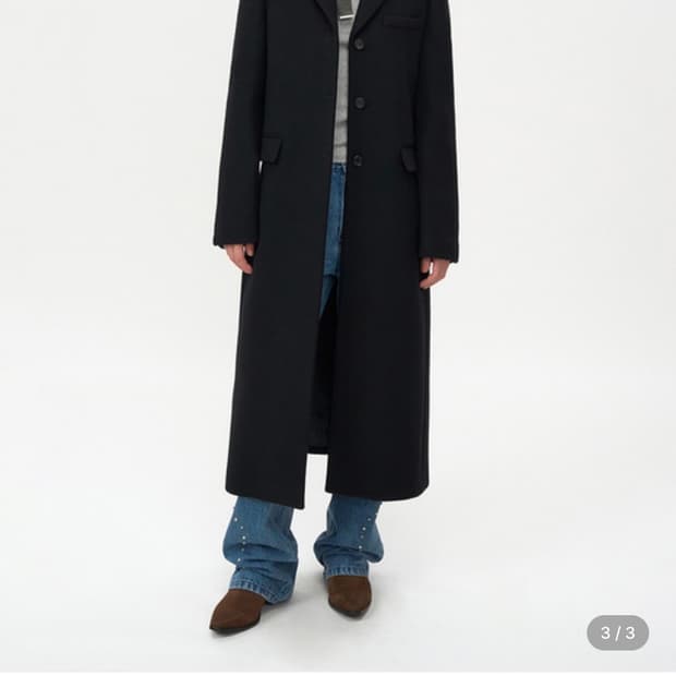 인사일런스 캐시미어 싱글 맥시 코트 블랙 