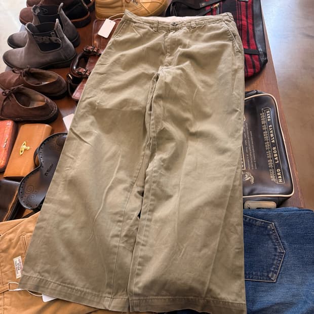 쇼트 NYC 일본생산 올리브 치노 팬츠 데미지 힐바이트 30 31