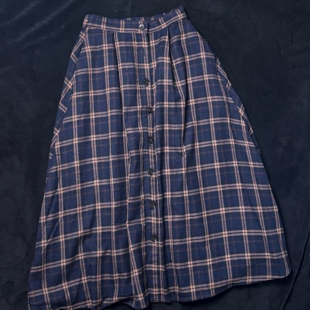 일본빈티지 CINEMA CLUB 체크 롱스커트