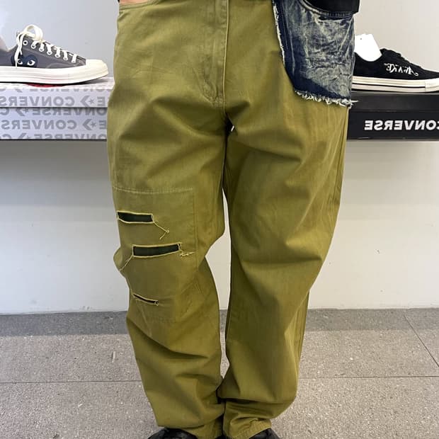 Burks Bull 데님 패치워크 데미지 팬츠