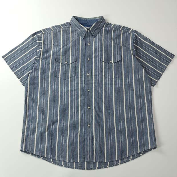 CJ993 2XL 랭글러 90s 인디고 스트라이프 반팔 웨스턴 셔츠 남