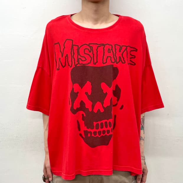 Big Skeleton Missake Loose Red T-shirt