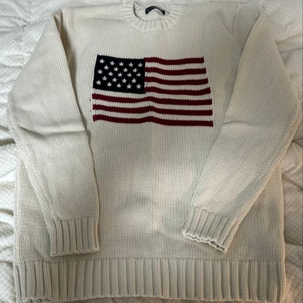 브랜디멜빌 성조기 니트 아이보리 