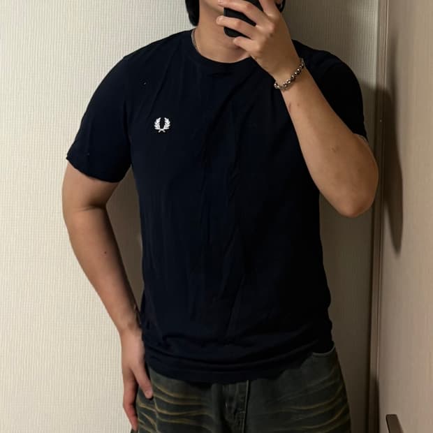 정품 프레드페리 다크네이비 크루넥 반팔 티셔츠