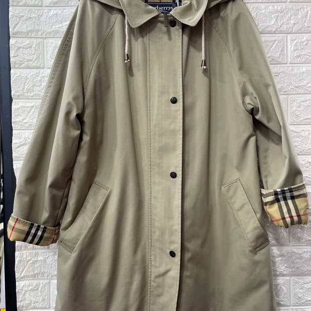 버버리 후드 트렌치코트 S