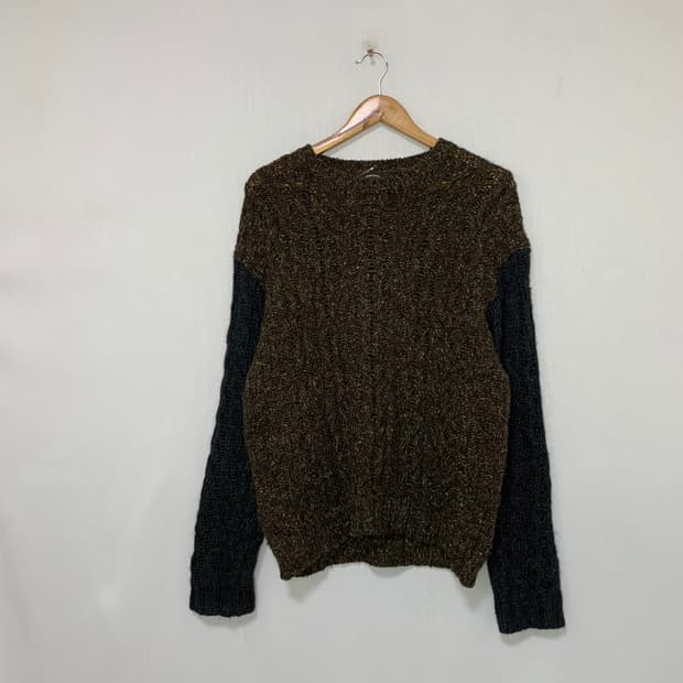 DIESEL 디젤 브라운/블랙 배색 긴팔 니트 스웨터 빈티지 남녀공용