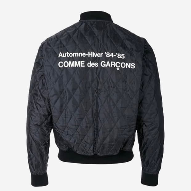 L 꼼데가르송 스태프 퀼팅 봄버 자켓 블랙