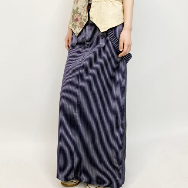 y's 요지 야마모토 스트라이프 서스펜더 스커트