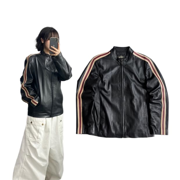 바이커 리얼레더 사이드라인 양가죽 가죽자켓