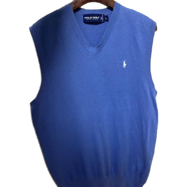 폴로 골프 블루색상 니트 조끼 파미코튼 남녀공용