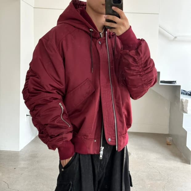 알렌느 사틴 나일론 버건디 봄버 2