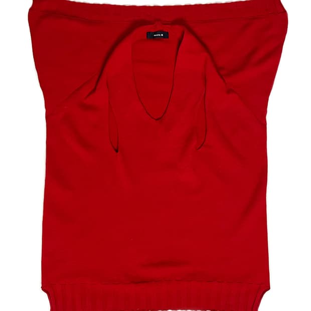 mystic 레드 슬리브리스 니트 