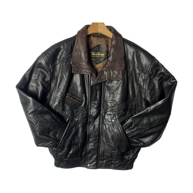 [WIND ARMOR] 90's 윈드아머 램스킨 레더 봄버자켓
