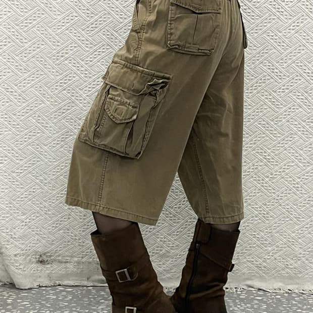 빈티지 캐주얼 스트릿 펑크 딥브라운 카고 버뮤다팬츠 L C13646