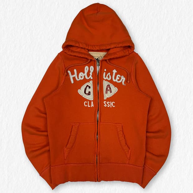 홀리스터 기모 후드집업 오렌지