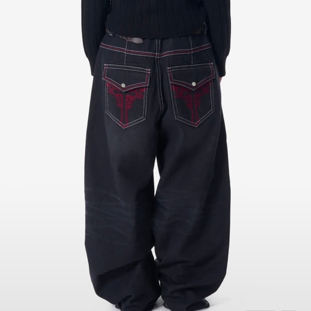 아캄 CROS2 Washed Denim Pants (Black)