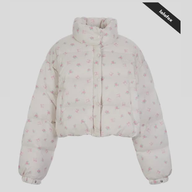 [웬디 착용/정가 33만 원] 라라폭스 플라워 프린트 크롭 패딩