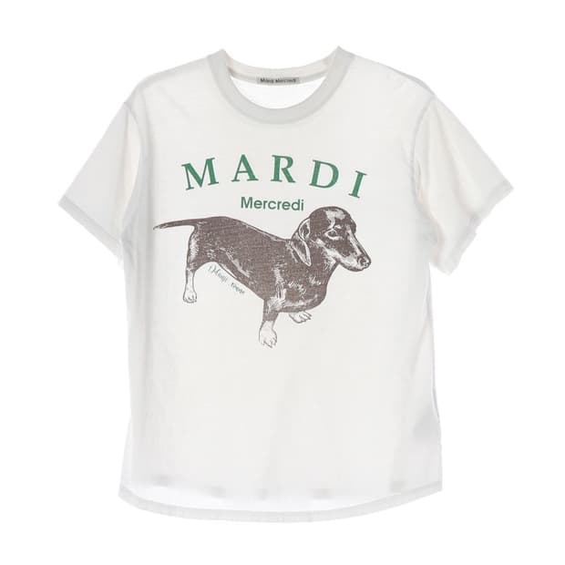 마르디메크르디 화이트 닥스훈트 반팔티