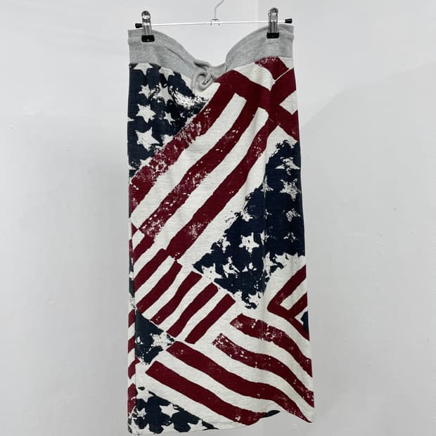 성조기 패턴 트임 롱 스커트 