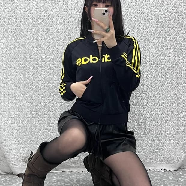 아디다스 Y2K 올드스쿨 레트로 빅로고 져지 집업 90 C13470