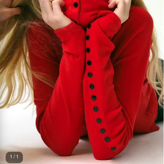 (구해요) 김미더영 G_BRUSHED BUTTON TOP / RED