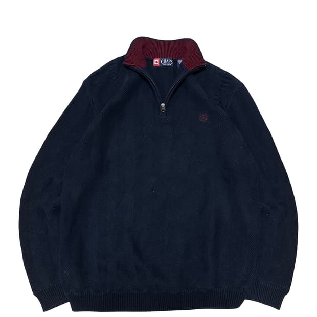 챕스 랄프로렌 네이비 반집업 니트