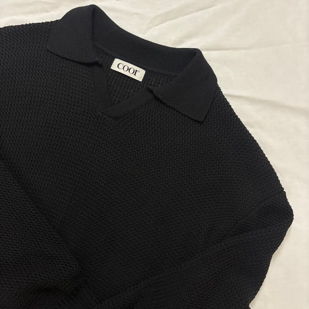 택포/S급) COOR 코튼 칼라 니트 스웨터 블랙
