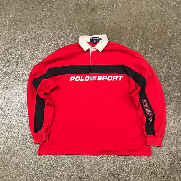 90s 폴로스포츠 스펠아웃 럭비 셔츠 (110)