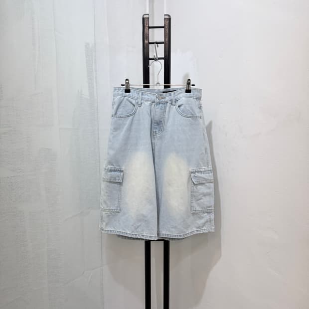워싱연청반바지 카고데님 버뮤다팬츠 4644