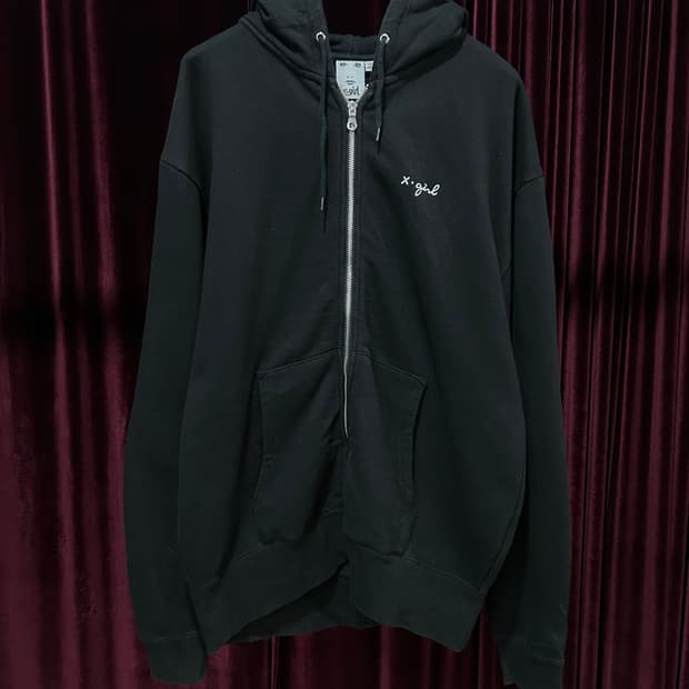 X-GIRL cursive logo hoodie zip-up