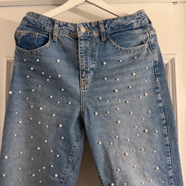 자라 진주 데님 청바지