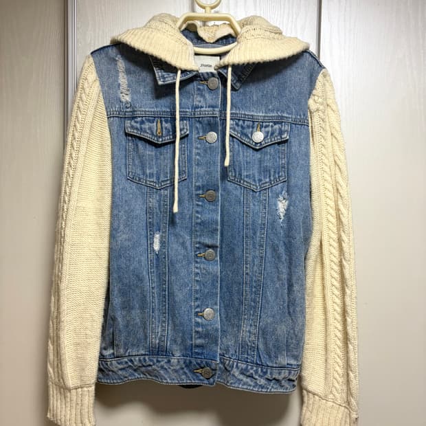 데님 니트 아우터