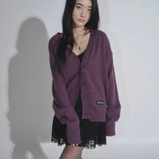 애즈온 하퍼 가디건 happer cardigan 퍼플