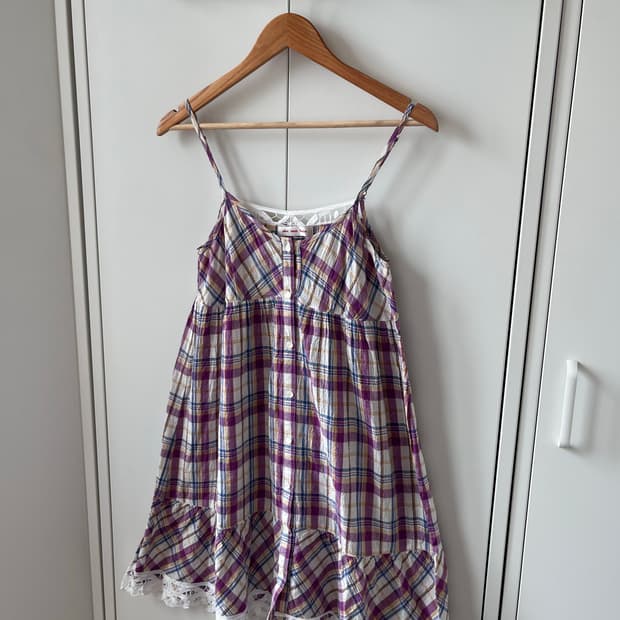 Abc une face 하구미 체크 레이스 뷔스티에 원피스