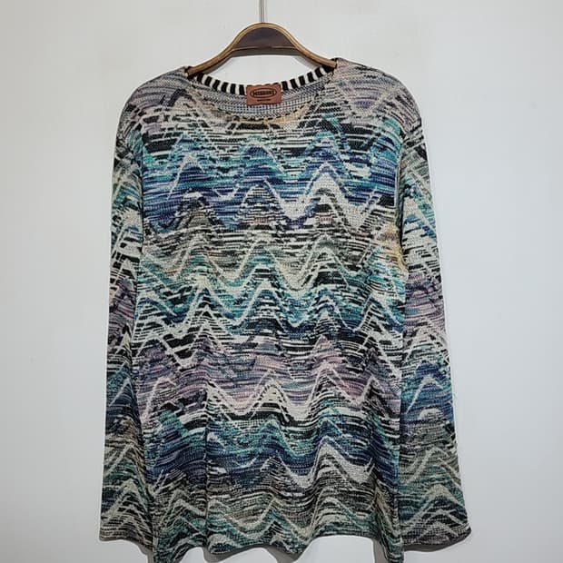 (L) 미쏘니 니트 패턴 스웨터 라운드 이태리판 