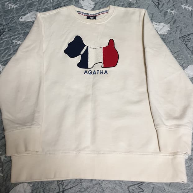 아가타 PARIS 자수로고 기모 맨투맨 아이보리 (100)