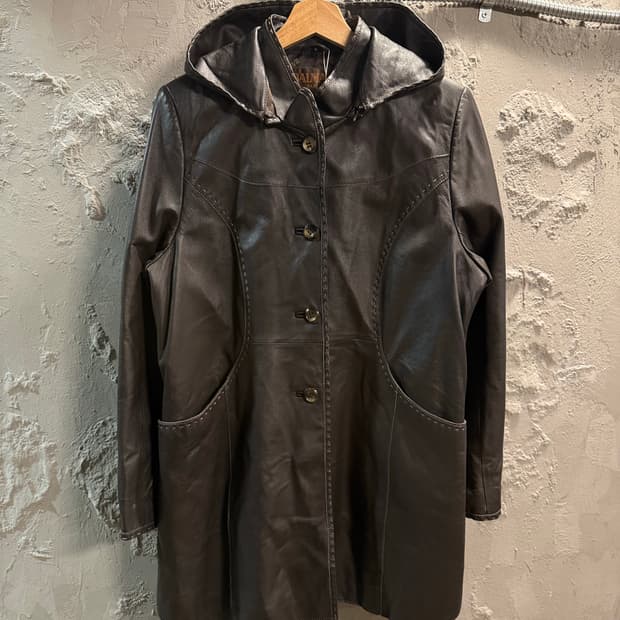 11 발망 BALMAIN 후드 양가죽 하프 코트 다크브라운