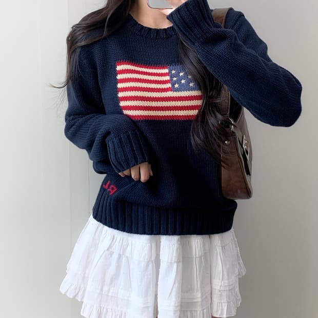 폴로 성조기 니트 
