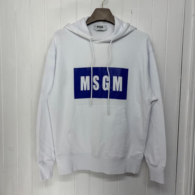 MSGM 블루로고 화이트 후드티 S