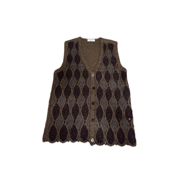 모리걸 플라워 니트 레이어드 베스트 조끼 일본 빈티지 히피 하구미