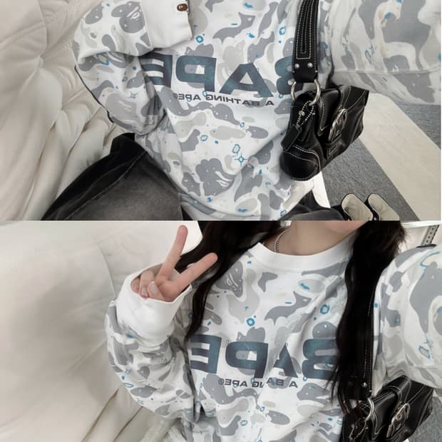 베이프 스페이스카모 빅로고 맨투맨 