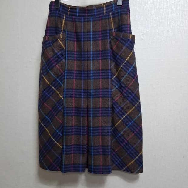 이탈리아ebano 칼라좋은 체크 순모모직체크롱스커트  28 29
